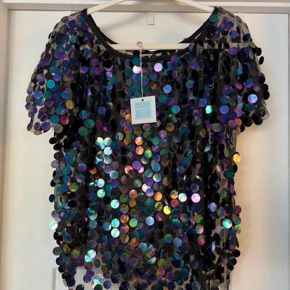Sequin Black Top - Picture 1 of 4